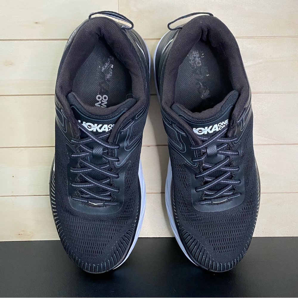 Hoka Bondi 7 Black White Men's Size 10.5 2E Running Shoes Wide 1110530 BWHT - Picture 8 of 11